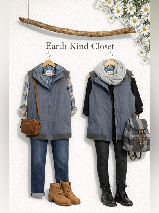 Carve Designs Quilted Vest - Cute Details - Blue/Gray - Picture 6 of 6